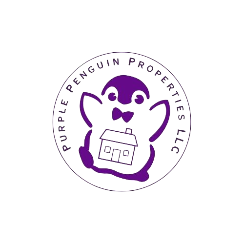 Purple Penguin Properties logo — a purple penguin holding a house